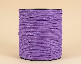 6mm Violet Macrame Cord with Silver Lurex | Braided Cotton Rope | Sparkly Crochet Yarn