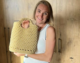 Kit para principiantes de bolso de crochet: con cordón, patrón, video, gancho y etiqueta