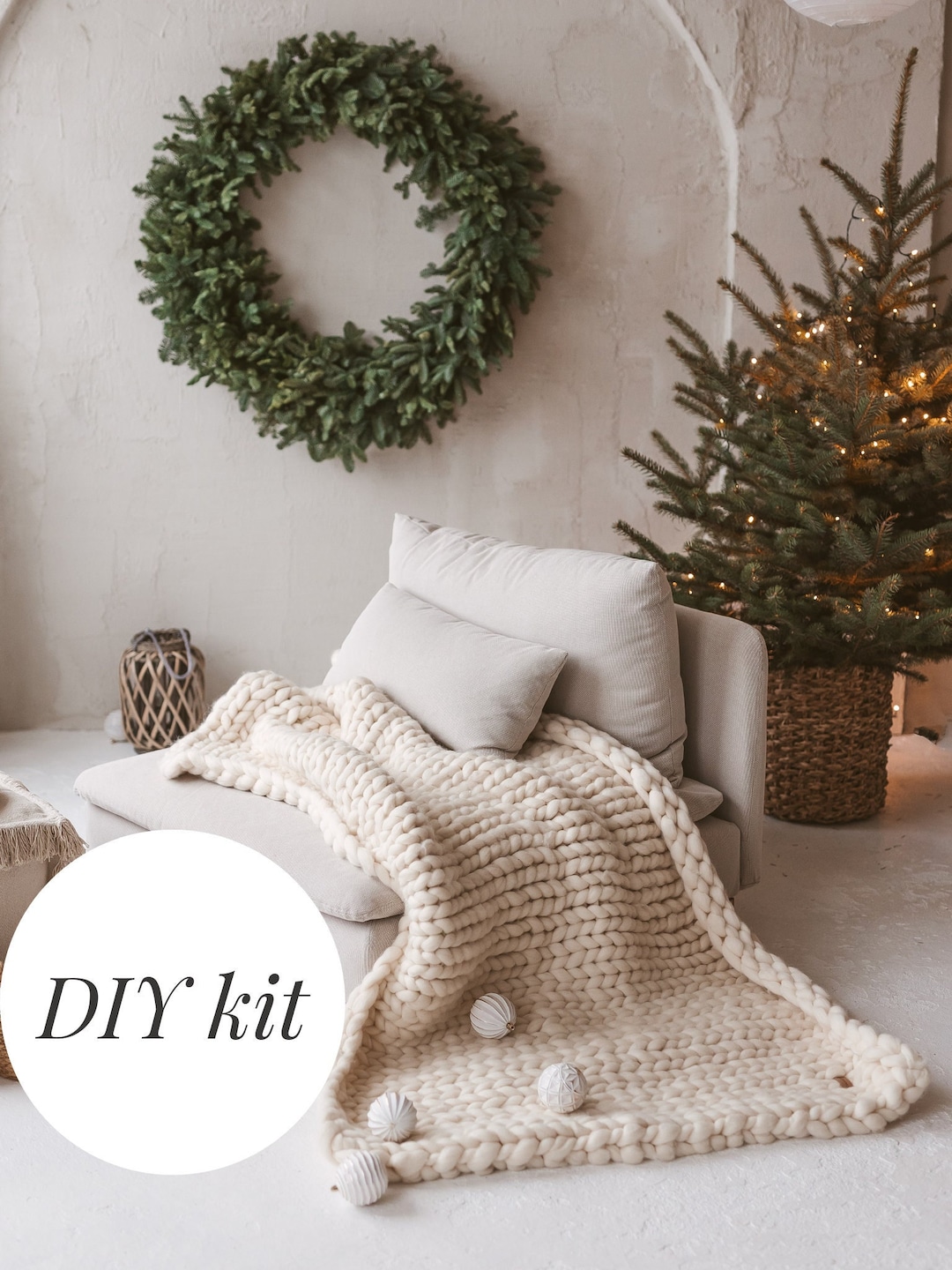 Chunky Knit Blanket Kit Chunky Knit Blanket Wool DIY Chunky Etsy