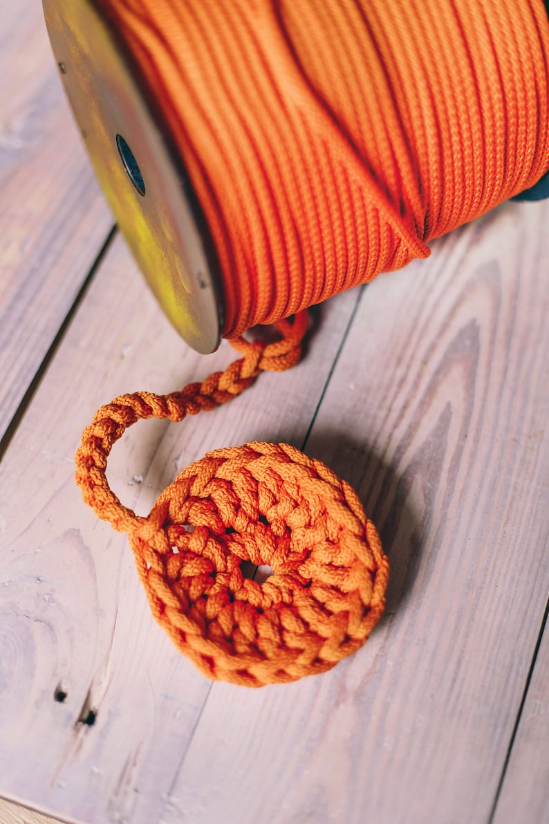 Macrame cord 6mm, bead cord, textile rope, braided rope, polyester cord, knitt cord, macrame yarn, macrame rope, crochet cord 68. Orange
