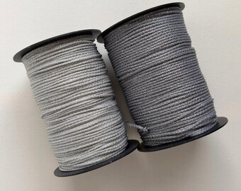 Gray shades 3 mm Macrame Cord – Polyester with Silver Lurex, 200 meters