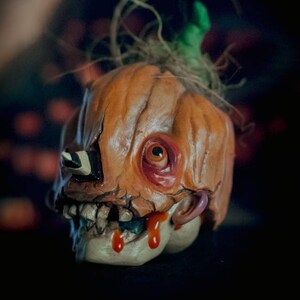 Pumpkin Head Pumpkin halloween skeleton resin art toy polymer clay creepy trick or treating pumpkins skull