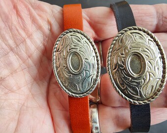 genuine leather adjustable bracelets with separate large DQ slider.
