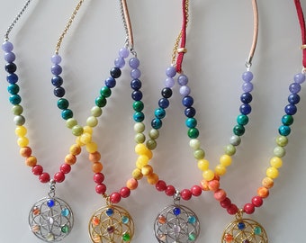 Chakra necklaces with real natural stone