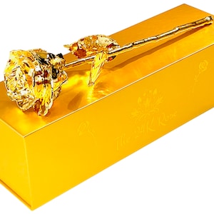 24K Gold Plated, 100% Real Rose, 11.5” Tall, Wedding, Birthday, Golden Anniversary, Valentine’s Day, gifts for her, Mother’s Day.