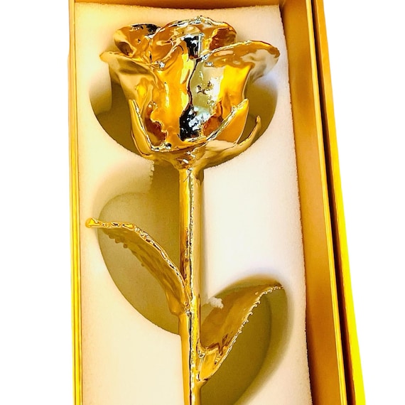 100% 本物のバラ、24K 金メッキ、11.5 インチ、記念日、結婚式