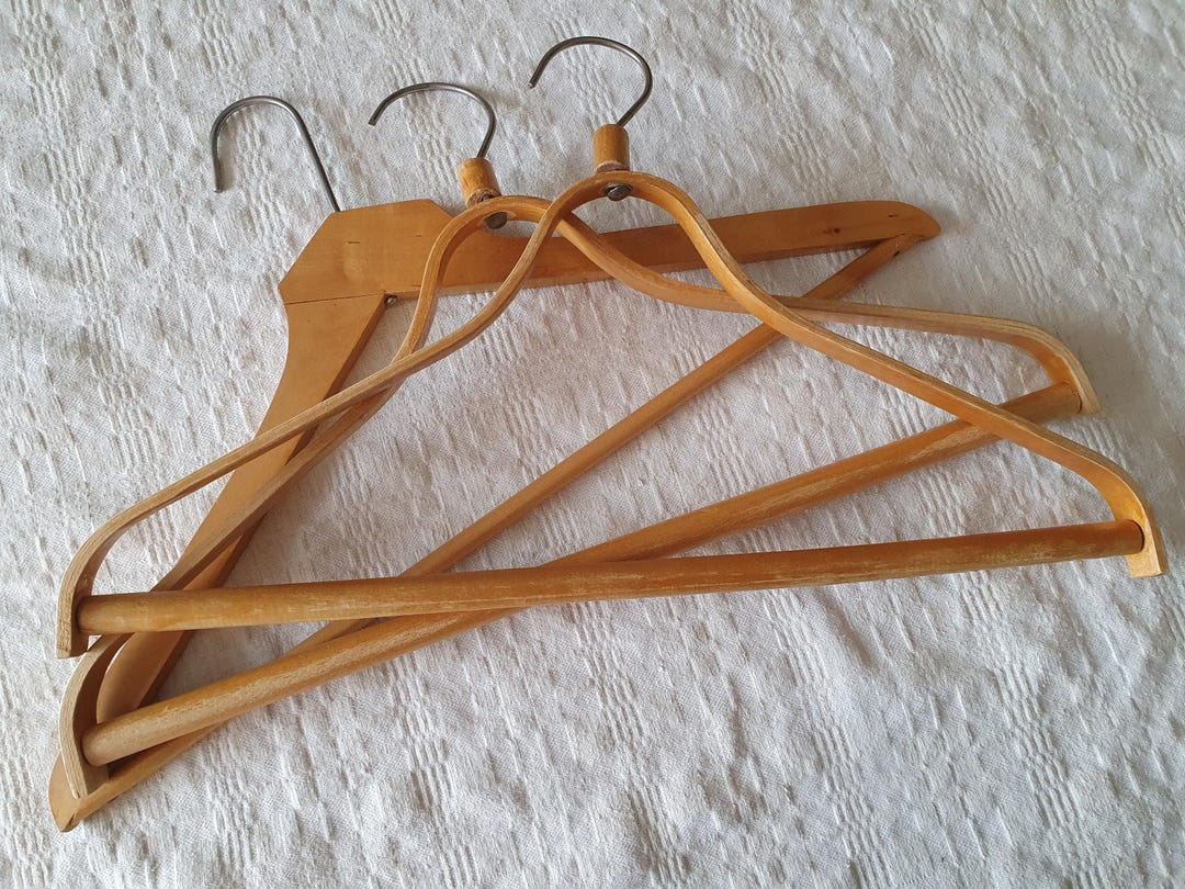 Rustic Hangers Vintage Wooden Hangers, 3 Vintage Wood Coat Hangers Set, Antique ...