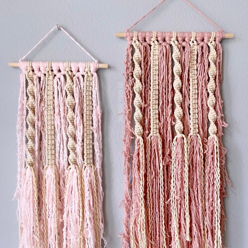 Mustard Pink and White Yarn Hoop Wall Hanging / Macrame Wall Etsy