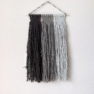 Custom Macrame Wall Hanging, Choose from 50 Colors, Modern Minimalist Wall Decor, Boho Dorm or Nursery Wall Art, Ombre Gray Wall Tapestry image 1