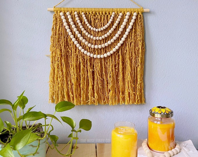 Mustard Yellow Macrame Wall Hanging Southwestern Yarn Macrame Etsy