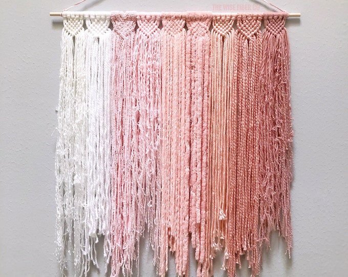 Blush Pink Ombre Macrame Wall Hanging White Light Pink Etsy