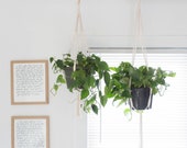 Macrame Plant Hanger quot The Skinny Square quot , Minimalist Indoor Hanging Air Plant Holder, Boho Home Decor, Plant Lover Spring Housewarming Gift
