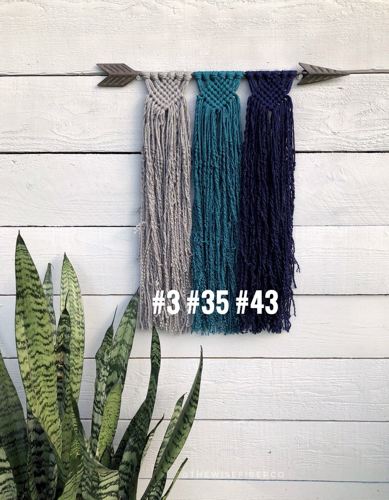 Ombre Teal Blue Macrame Wall Hanging Rustic Metal Arrow Etsy
