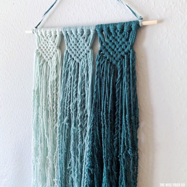 Custom Macrame Wall Hanging Teal Blue Ombre Coastal / Beach / Etsy
