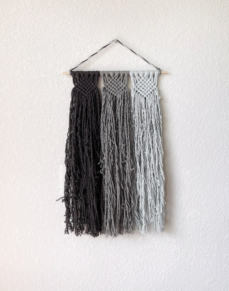 Custom Macrame Wall Hanging, Choose from 50 Colors, Modern Minimalist Wall Decor, Boho Dorm or Nursery Wall Art, Ombre Gray Wall Tapestry image 1