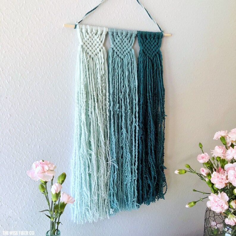 Custom Macrame Wall Hanging Teal Blue Ombre Coastal / Beach / Etsy