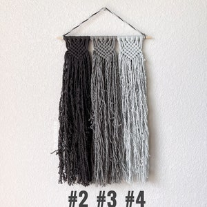 Custom Macrame Wall Hanging, Choose from 50 Colors, Modern Minimalist Wall Decor, Boho Dorm or Nursery Wall Art, Ombre Gray Wall Tapestry image 3