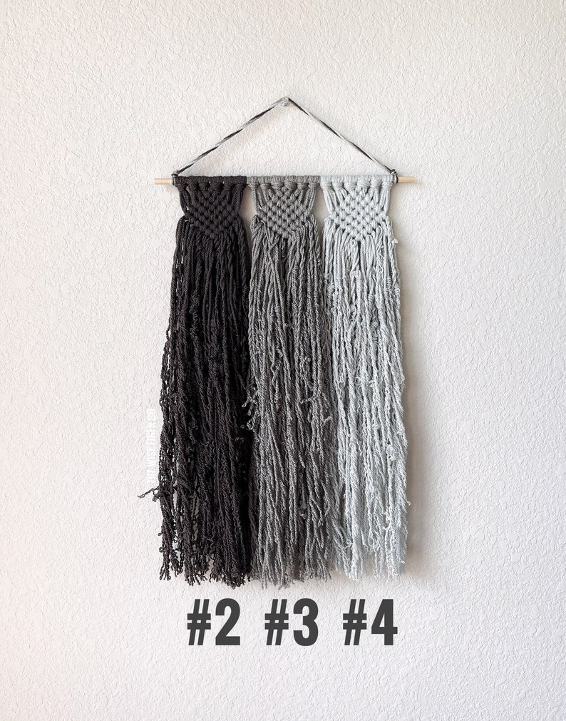 Custom Macrame Wall Hanging, Choose from 50 Colors, Modern Minimalist Wall Decor, Boho Dorm or Nursery Wall Art, Ombre Gray Wall Tapestry image 3