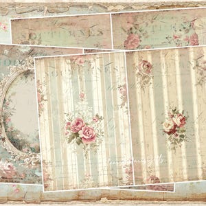 NOUVEAU ! Papier de riz pour découpage, A4 shabby chic vintage roses victoriennes en arrière-plan Papier de découpage en image décorative, dessins de découpage et créations artisanales en papier
