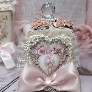 Shabby Chic Hand Painted French Style Perfume Type Bottle French Bath ...