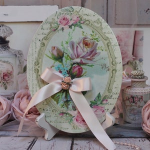 Shabby Chic Pink Victorian Roses Sign: Cottage Style Decor