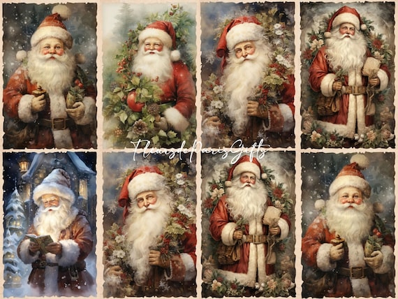 NEW! Decoupage Rice Paper, A4 Vintage Christmas Victorian Santa Decoupage Paper, Decorative Image, Decoupage Designs, Paper Crafts