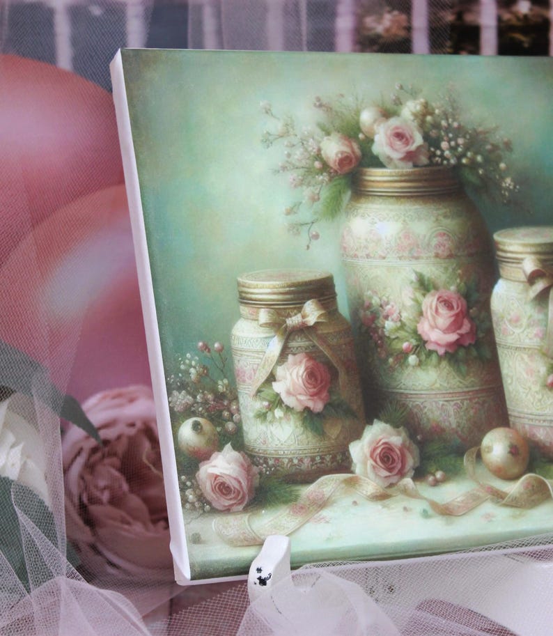 Shabby Chic Cottage Decor Vintage Mason Jars With Roses Sign Artist ...
