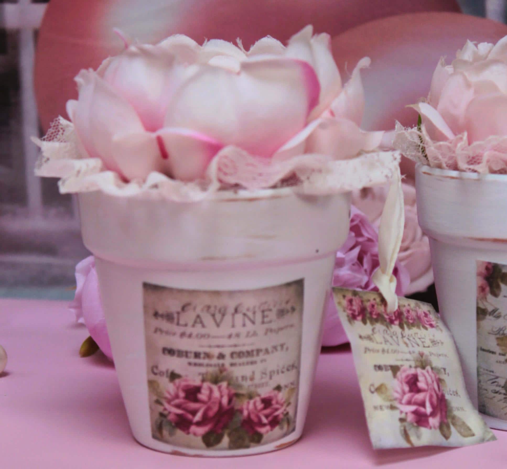 Shabby Chic Hand Painted Small Ceramic Flower Pot French Farmhouse ...