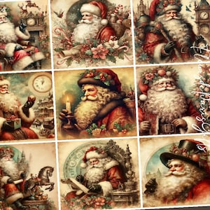 NEW! Decoupage Rice Paper, A4 35 Vintage Christmas Victorian Santa Decoupage Paper, Decorative Image, Decoupage Designs Paper Crafts