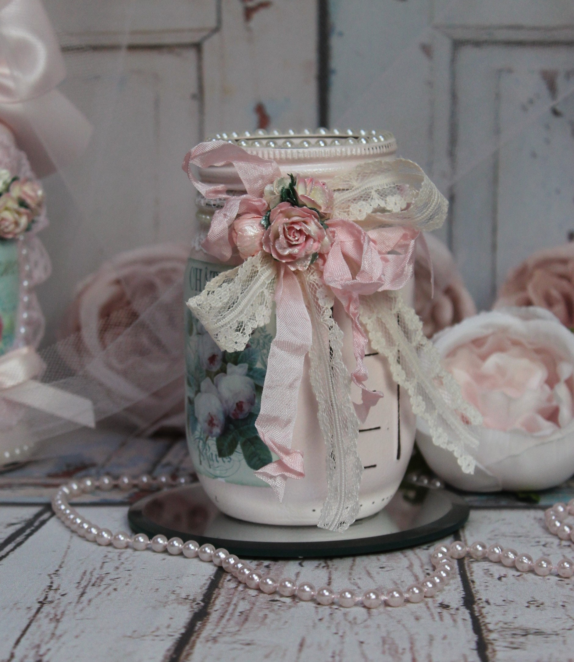 Decorative Glass Jar Small Small Shabby Style Mason Jar 