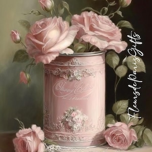 NOUVEAU ! Papier de découpage en papier de riz, papier de découpage en boîte de conserve rose vintage shabby chic, roses, images décoratives pour découpages et créations en papier