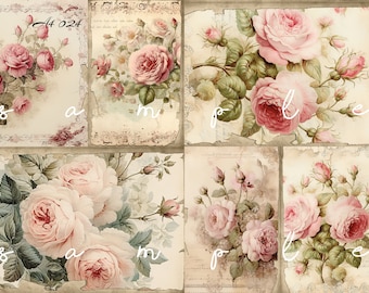 Decoupage Rice Paper, A4 024 Shabby Chic Vintage Victorian Roses Decoupage Paper, Decorative Image, Decoupage Designs, Paper Crafts