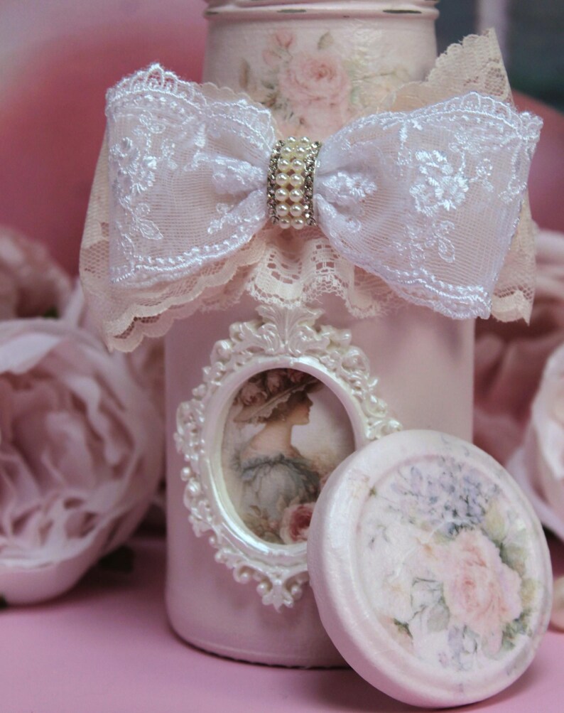 Shabby Chic Blush Pink Perfume Type Bottle "parisian Woman Roses ...
