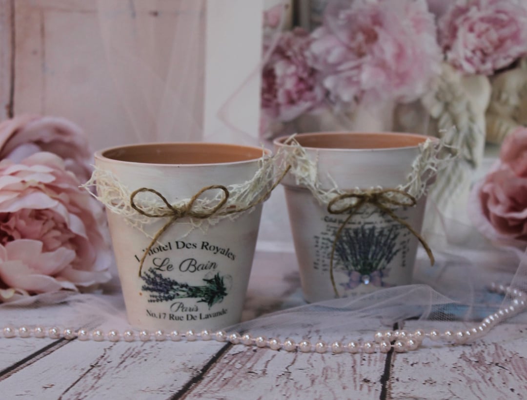Shabby Chic Vintage Style Small Ceramic Flower Pots Set of 2 - Etsy