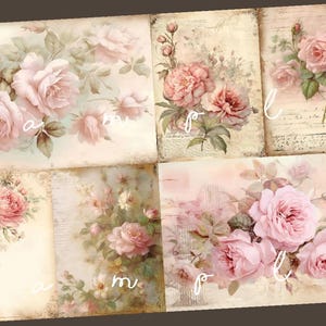 Papier de riz pour découpage, A4 67 Papier pour découpage shabby chic vintage roses victoriennes, Image décorative, Modèles pour découpage, Loisirs créatifs en papier