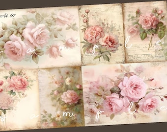 Decoupage Rice Paper, A4 67 Shabby Chic Vintage Victorian Roses Decoupage Paper, Decorative Image, Decoupage Designs, Paper Crafts