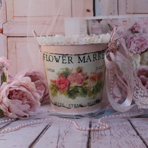11 White Flower Market Buckets with Handles
