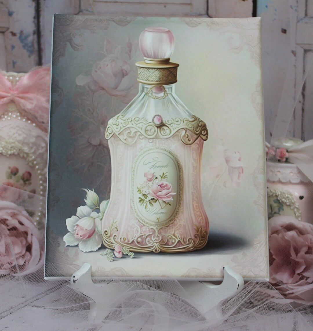 Shabby Chic Vintage French Cottage Decor Sign Perfume Bottle Roses ...