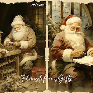 Decoupage Rice Paper A4 20 Vintage Christmas Victorian Santa Decoupage Paper Decorative Image, Decoupage Designs Paper Crafts DIY Crafting