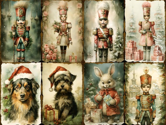 NEW! Decoupage Rice Paper, A4 Vintage Xmas Whimsical NutCracker Decoupage Paper, Decorative Image, Decoupage Designs, Paper Crafts
