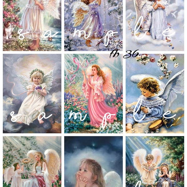 Vintage Sweet Little Angels 9 - 2 1/4" x 3" (approx.) Images printed on 1 - 8 1/2" x 11" quilting Fabric Block fb 36