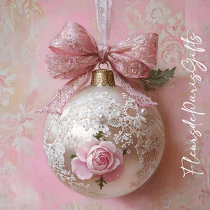 Papier de riz pour découpage, décoration de Noël shabby chic vintage rose, décoration de Noël en papier, image décorative pour découpage, créations et loisirs en papier