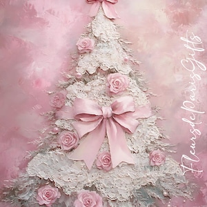 Papier de riz pour découpage, Noël shabby chic vintage, papier de découpage pour sapin de Noël rose, image décorative, motifs pour découpage, artisanat en papier