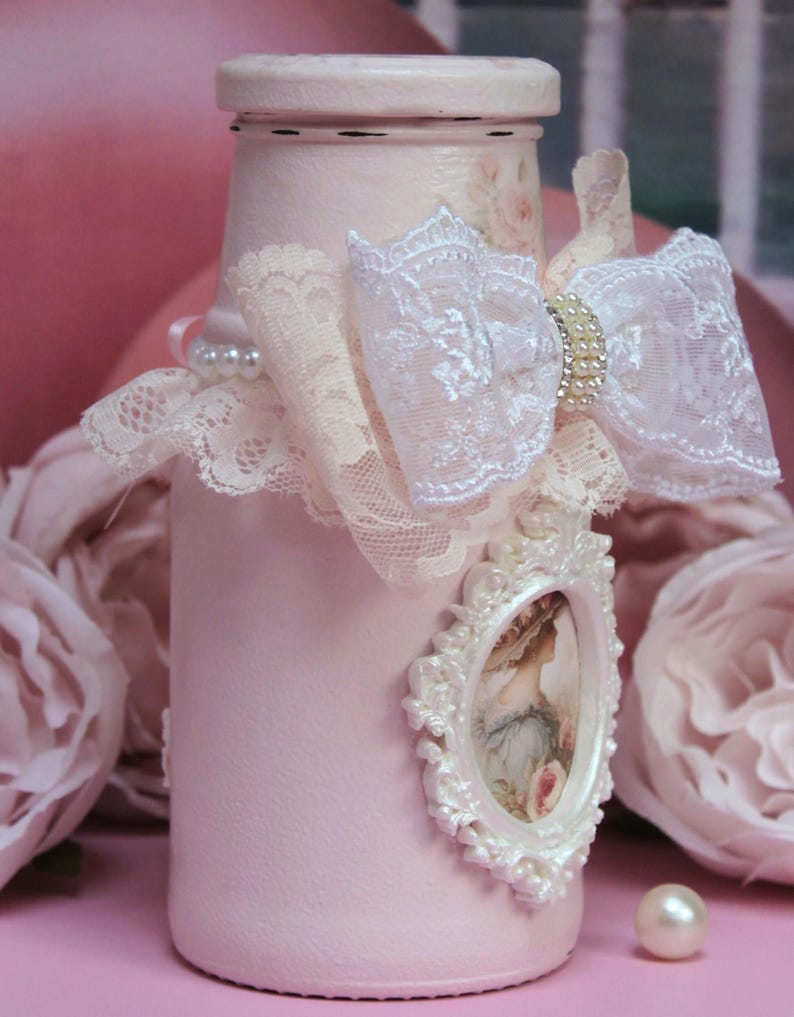 Shabby Chic Blush Pink Perfume Type Bottle "parisian Woman Roses ...