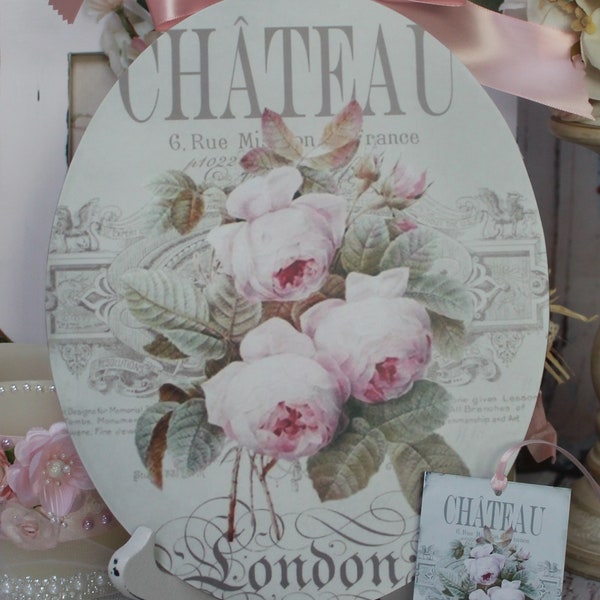 Shabby Chic Vintage French Country Cottage Style Wall/Table Decor. Sign "Chateau London... "