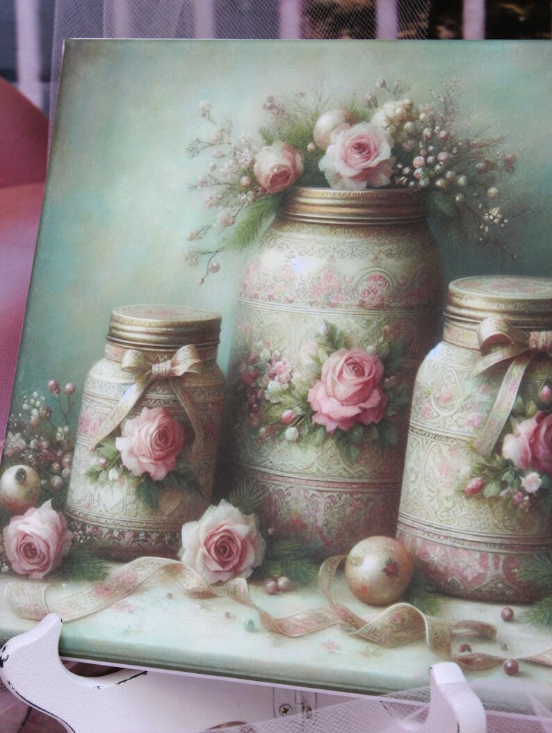 Shabby Chic Cottage Decor Vintage Mason Jars With Roses Sign Artist ...