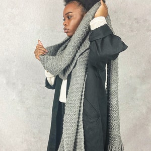 Desiree Scarf, Chunky Knit Scarf, Super Chunky Scarf, Blanket Scarf, Handmade Scarf, Grey Wool Scarf, Unisex Scarf, Oversized Scarf image 2