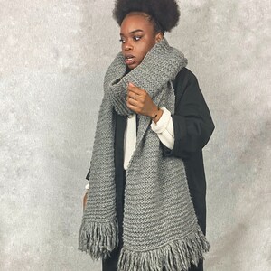 Desiree Scarf, Chunky Knit Scarf, Super Chunky Scarf, Blanket Scarf, Handmade Scarf, Grey Wool Scarf, Unisex Scarf, Oversized Scarf image 5