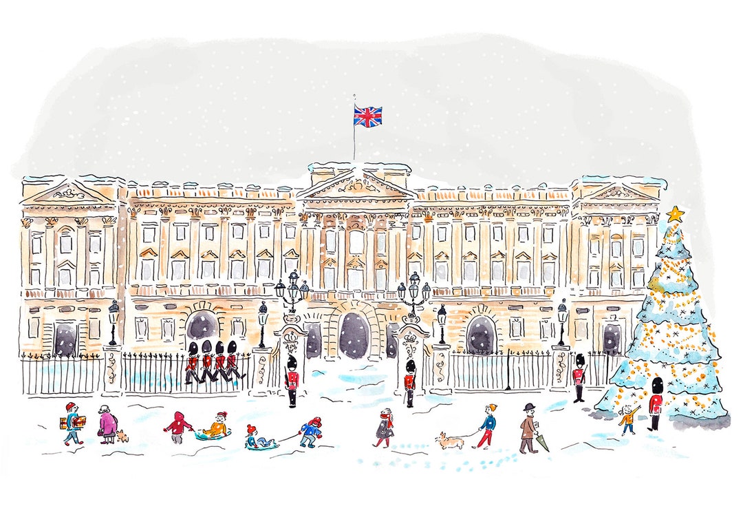 Christmas Cards Buckingham Palace in the Snow. Set of 5 Etsy