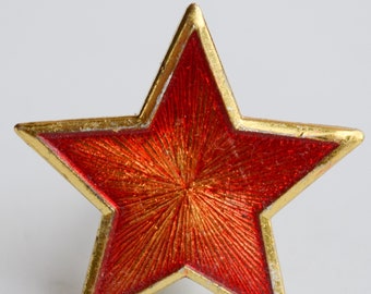 jaren 1970 vintage Sovjet rode ster pin, legerbadge communistisch symbool